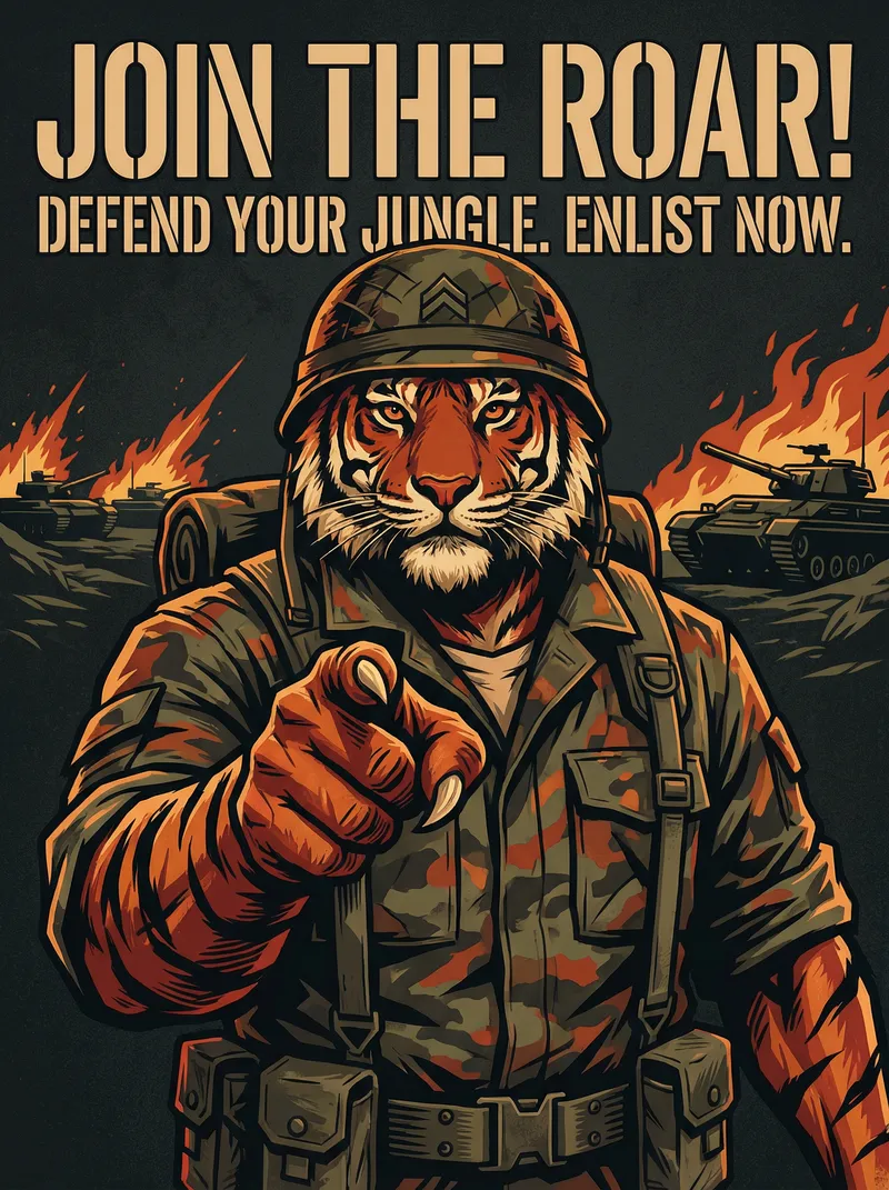 【四虎】正版入口 战队招募 军事征兵海报